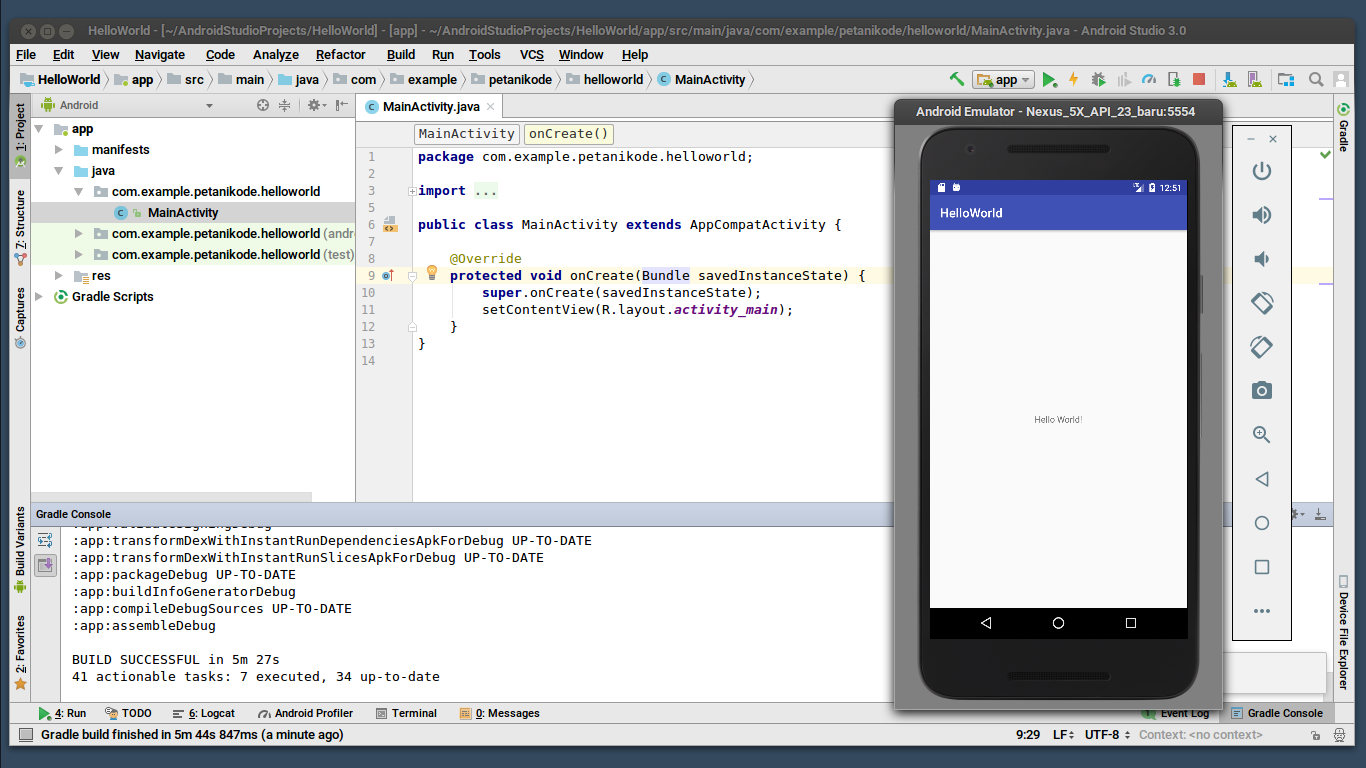 Hasil ujicoba Android Studio dan Emulator