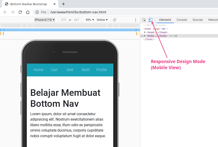 Cara Membuat Bottom Navbar Seperti Aplikasi Mobile dengan Bootstrap