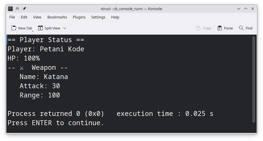 Contoh latihan Nested Struct