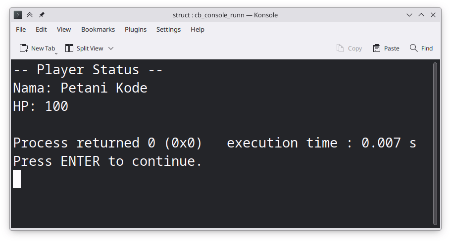 An example of a function in a struct