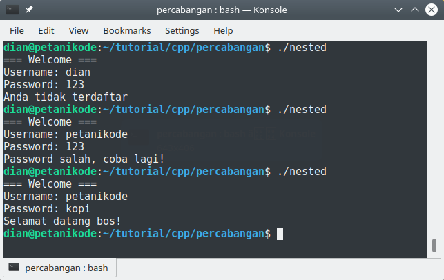 Percabangan bersarang pada C++