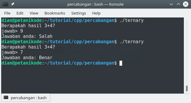 Program C++ dengan operator ternary