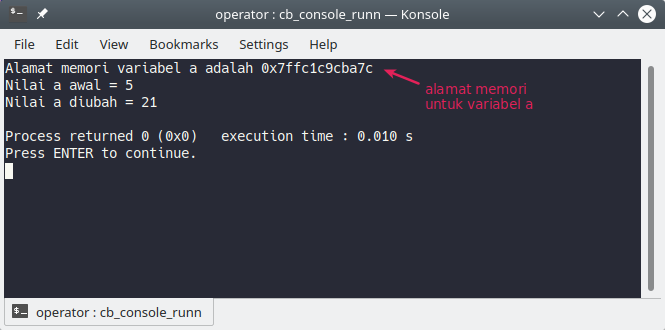 Program dengan operator pointer