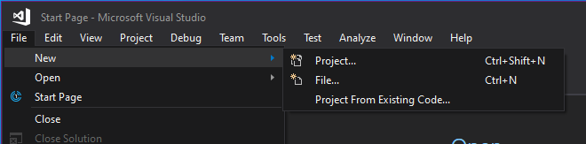 menu file new