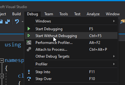 menu debug
