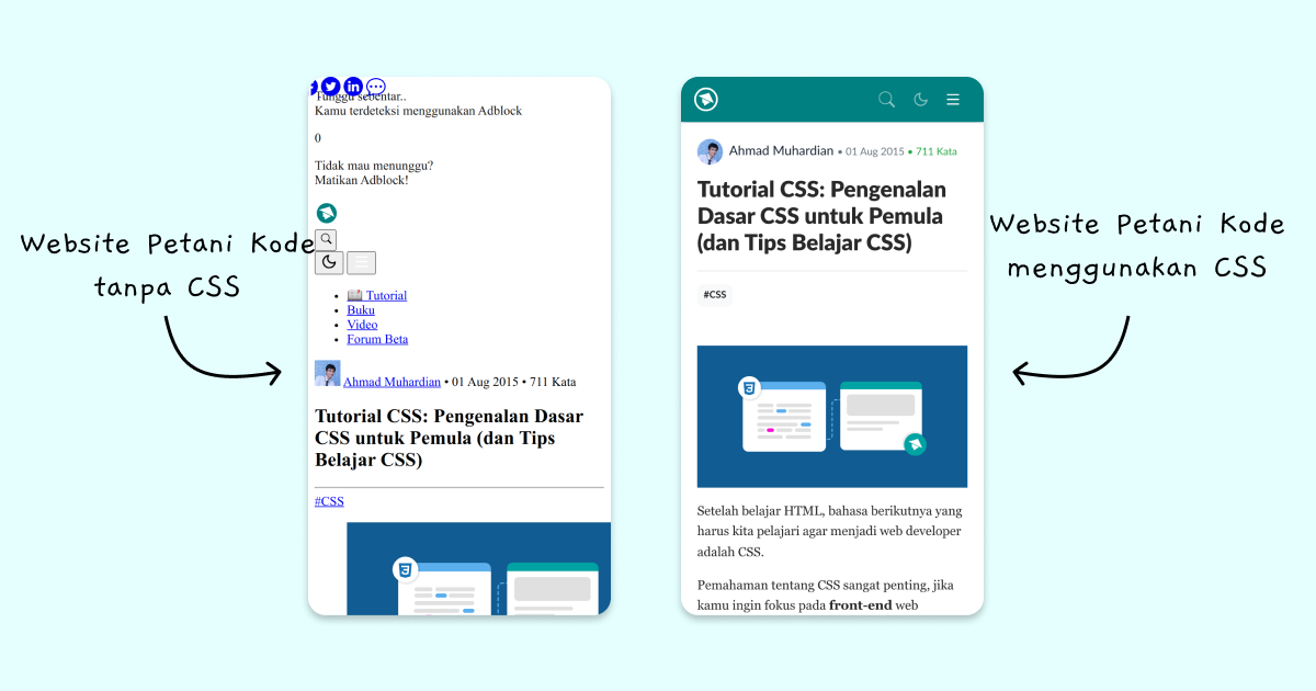 website tanpa css dan dengan css