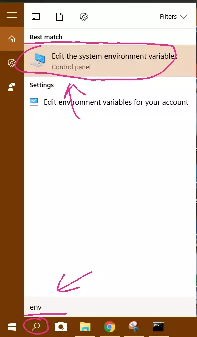 Mencari program env variabel di windows