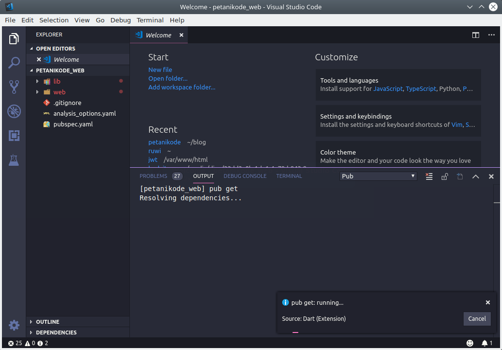 Как создать новый проект в vs code flutter