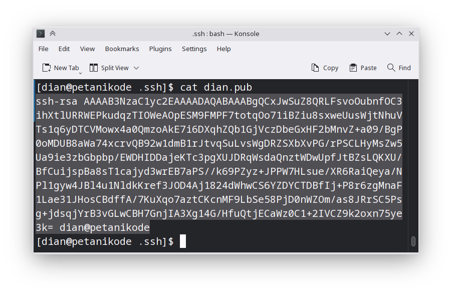 Melihat Public Key