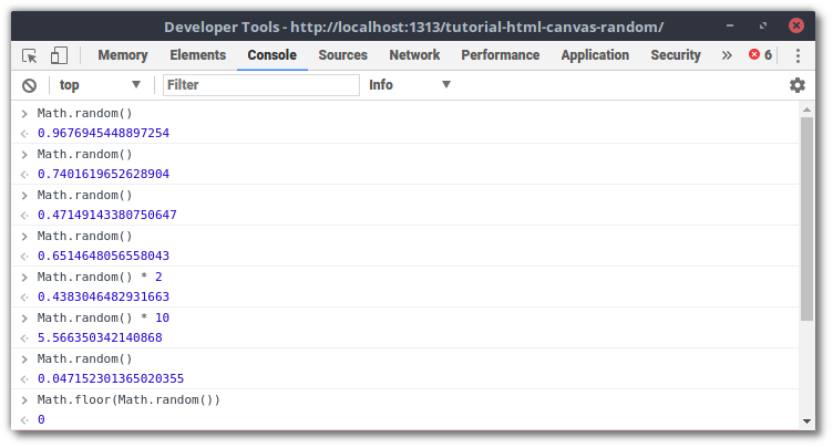 Fungsi random di console javascript