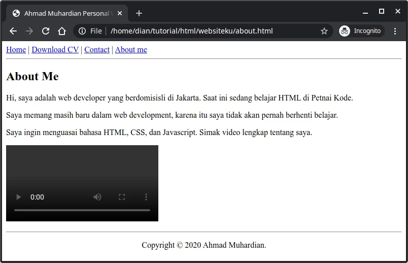 42 html. CV dengan html dan CSS – mosi.