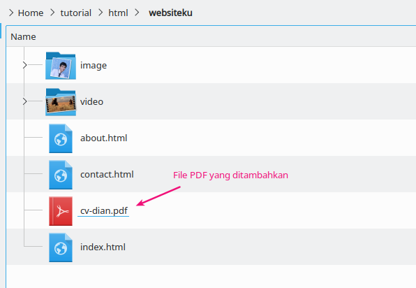 Menambahkan file pdf