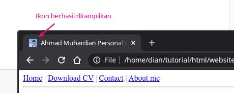 Menampilkan favicon