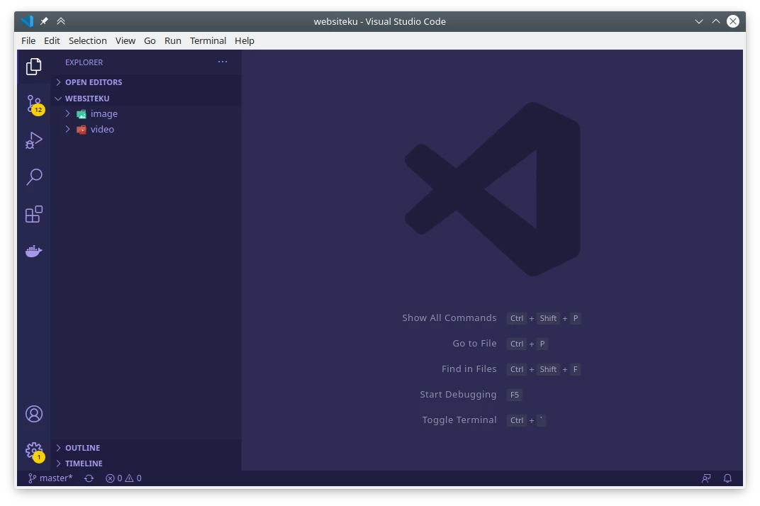 Open Folder di Visual Studio Code
