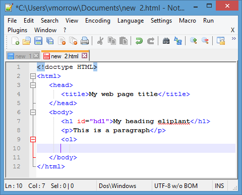 Notepad++ untuk menulis HTML