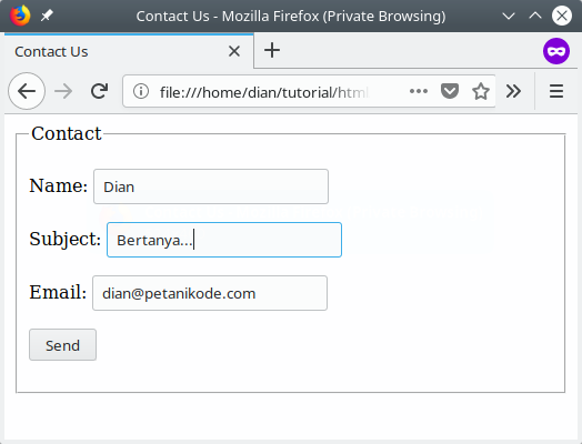 Form Contact dengan HTML
