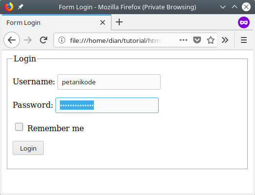 Form login dengan HTML