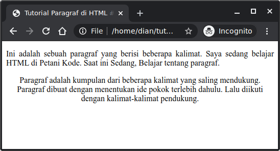 Perataan teks paragraf dengan CSS