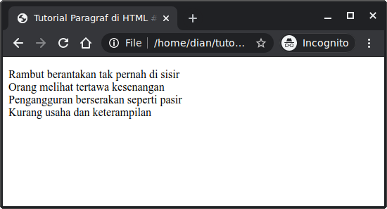 Menampilkan pantun di HTML dengan tag br