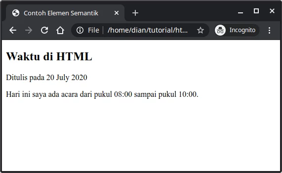 Contoh elemen semantik time