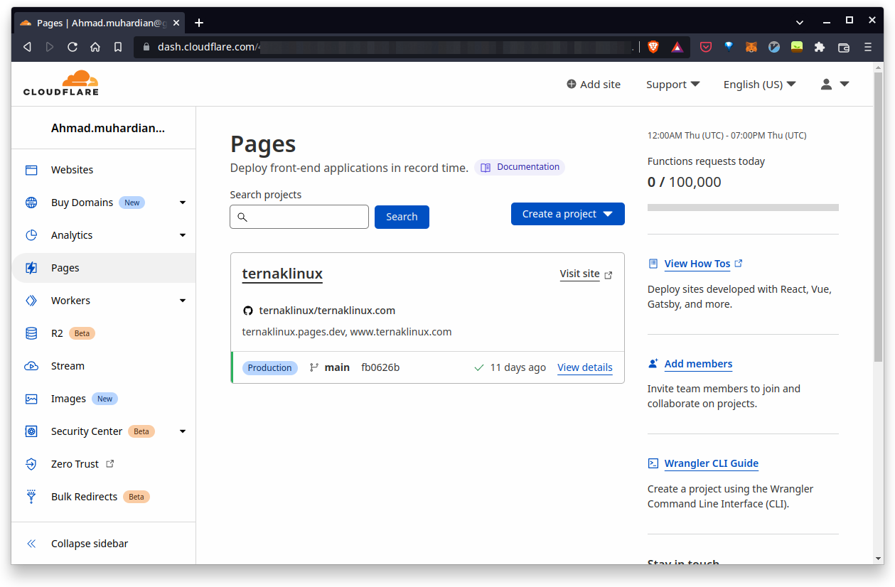Cara Hosting Hugo di Cloudflare Pages