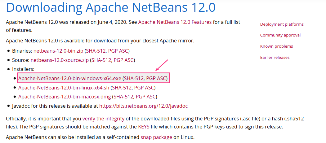 Page to download Netbeans download netbeans