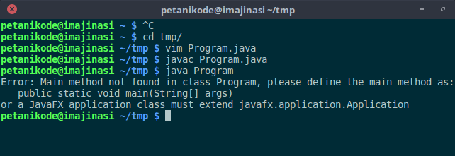 Eksekusi program tanpa string[] args