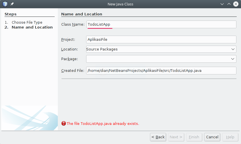 Create a TodoList ApplicationasCRUDRUwith Java and Filesile 3 Membuat Class TodoListApp