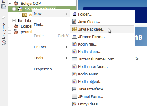 Membuat Package Baru di netbeans