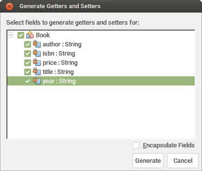 Menu generator setter dan getter