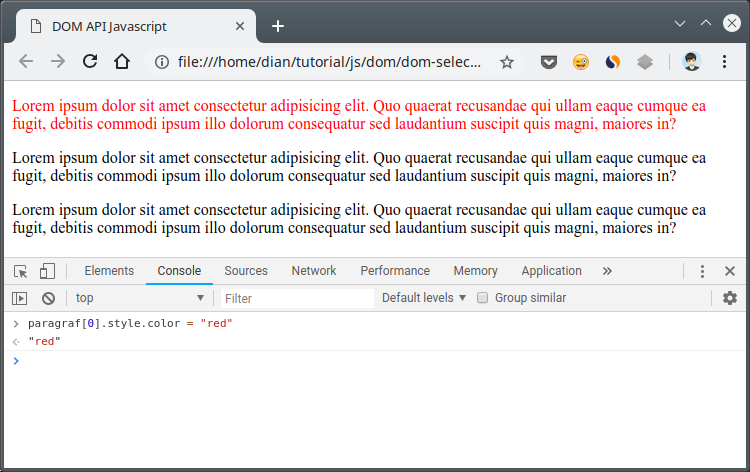 Mengubah warna paragraf pertama