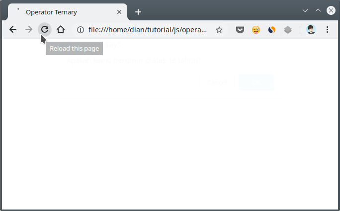 Contoh operator ternary pada Javascript