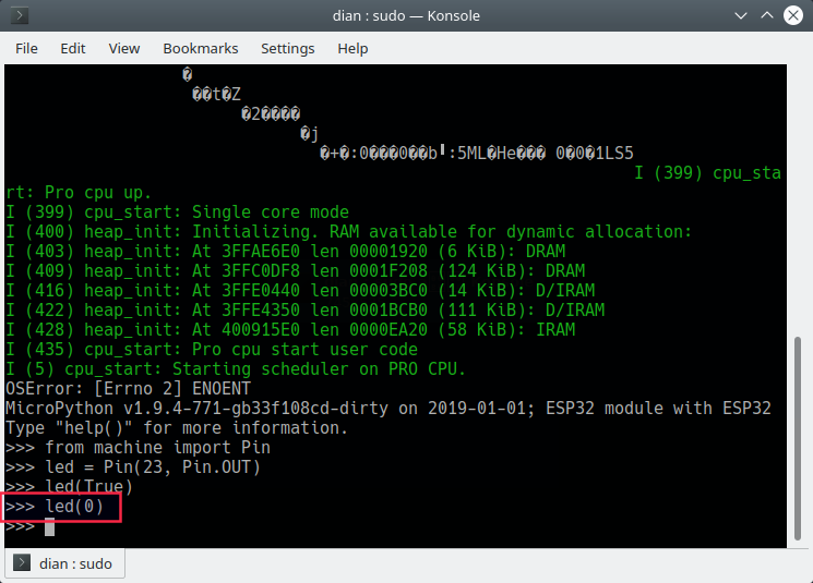 kode python untuk mematikan lampu led