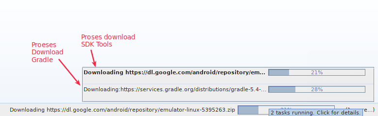 Proses download gradle di netbeans