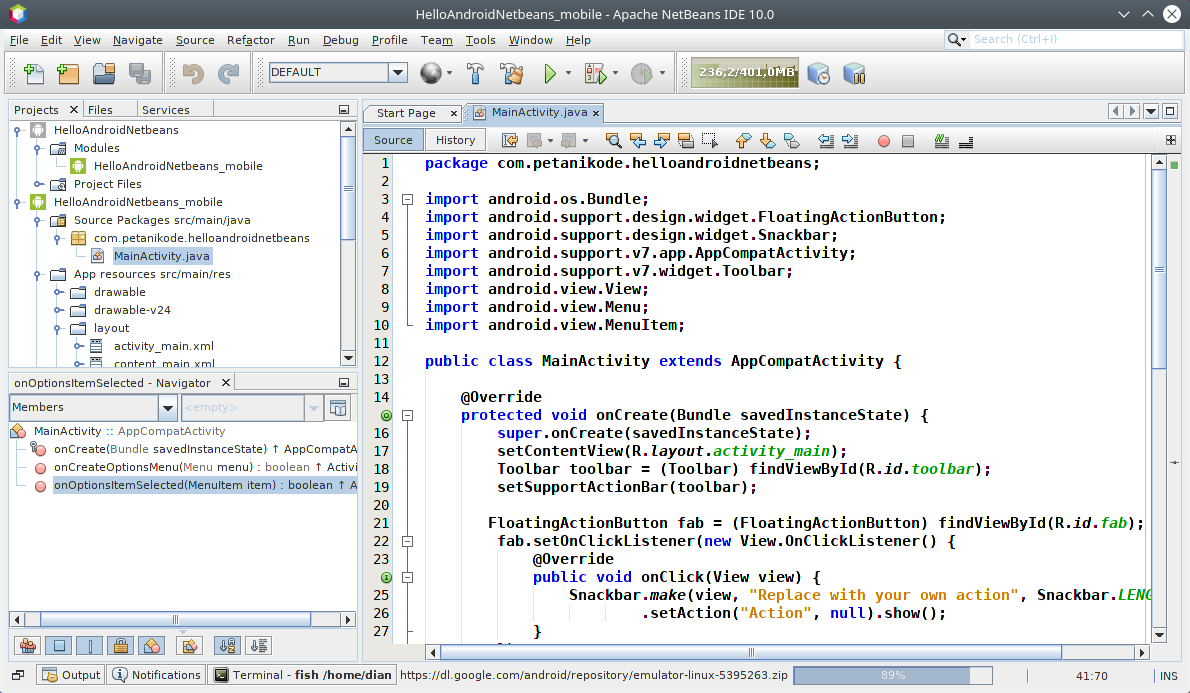 Clean and build project android di netbeans
