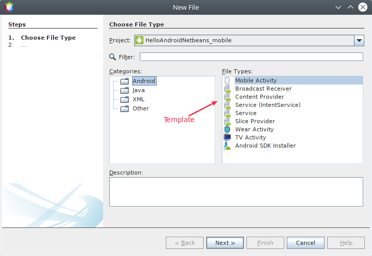 Template android di netbeans