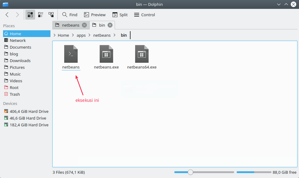 Eksekusi file binary netbeans