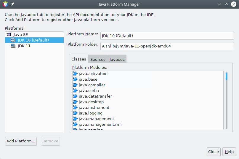 Options JDK di Netbeans 10