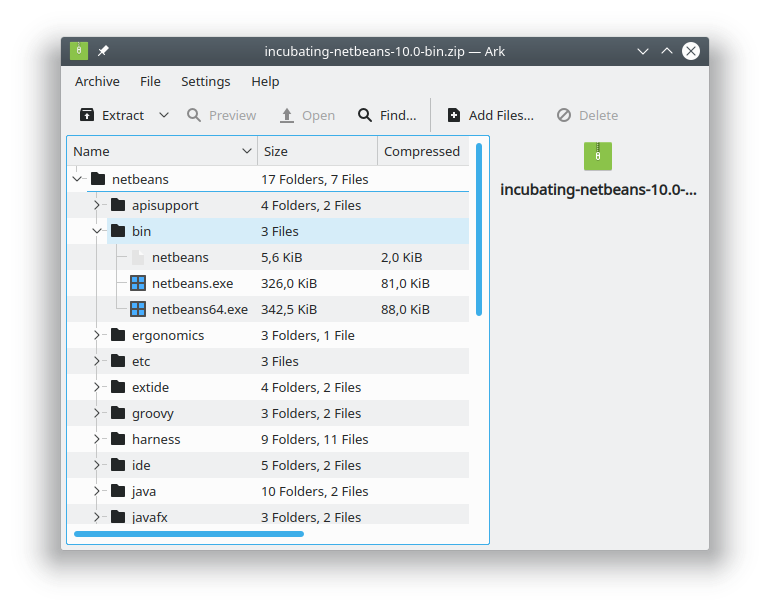 File Zip Netbeans 10