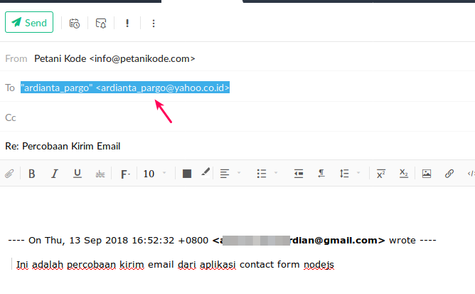 Membalas email dari concact form