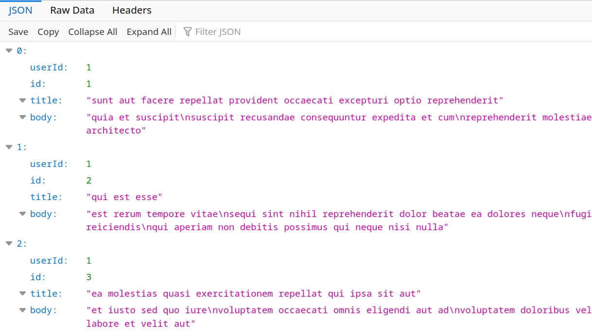 Filters json