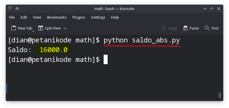 Contoh nilai absolut di Python