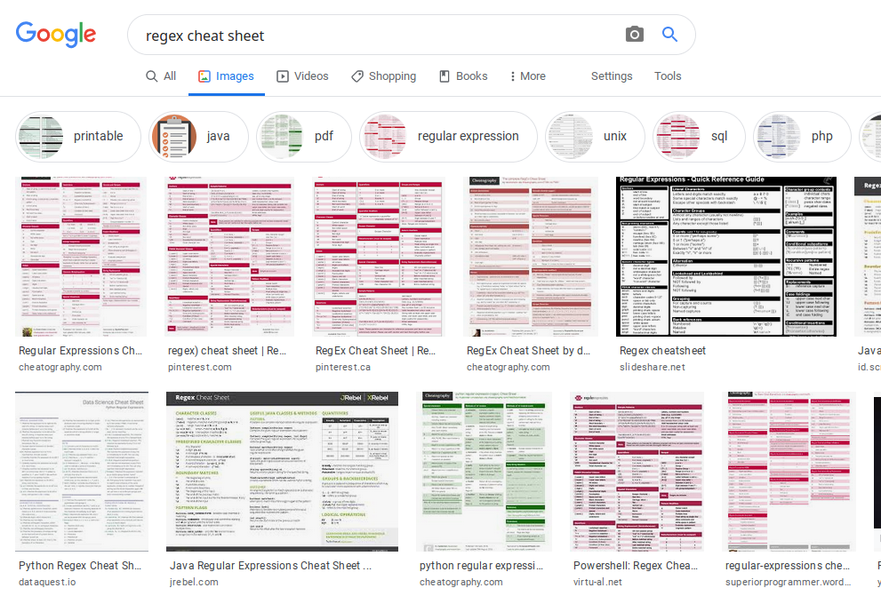 cheatsheet regex