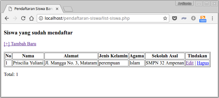 Hasil update data