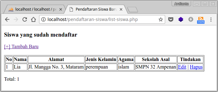 Menampilkan data dari database