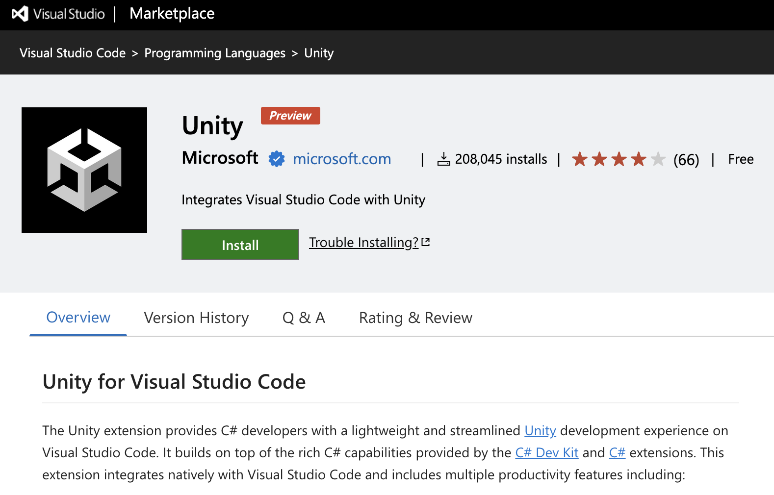 Unity Extension untuk VS Code